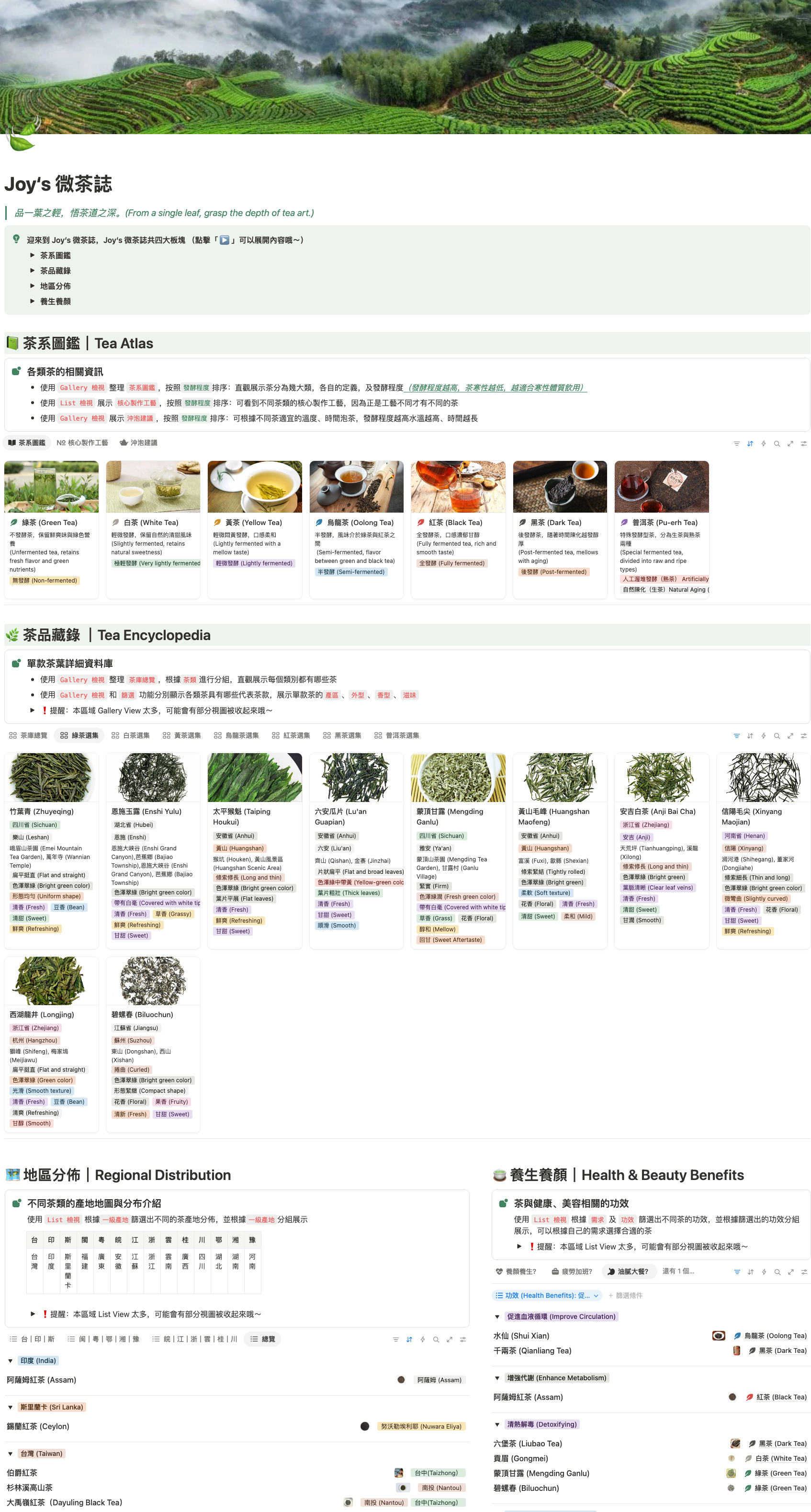 【Notion 主題週報 #133】用兩個 Notion 資料庫打造進階標籤系統！茶文化圖鑑實例解析